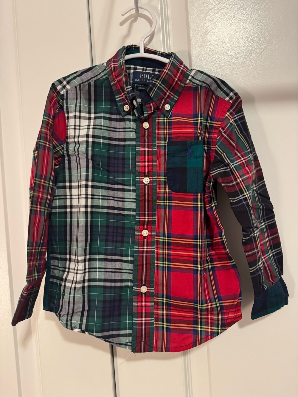 Ralph Lauren Kids Plaid Patchwork Button-Down Shirt - Red, Green, Navy